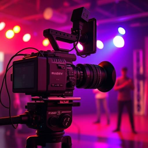Profesjonelt videokamera og oppsett for musikkvideoinnspilling